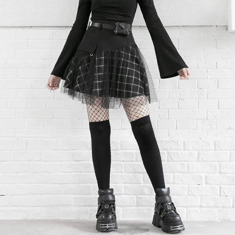 Frauen Gothic Mess Overskirt Plaid Röcke