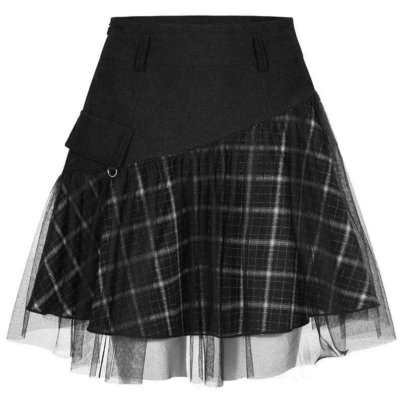 Frauen Gothic Mess Overskirt Plaid Röcke