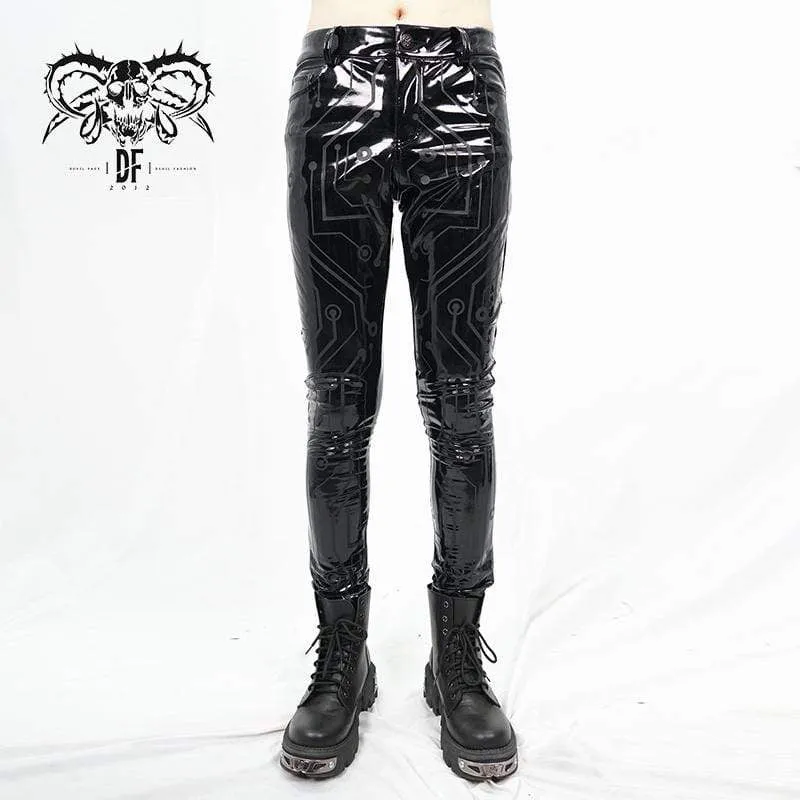 Herren Gothic Lines PU Skinny Pants
