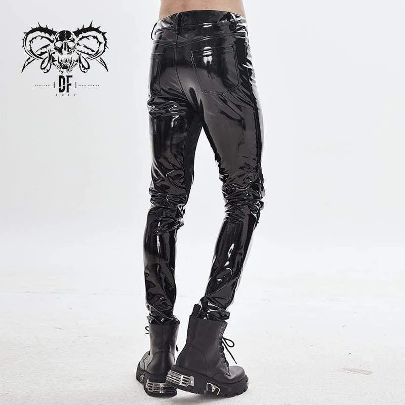 Herren Gothic Lines PU Skinny Pants