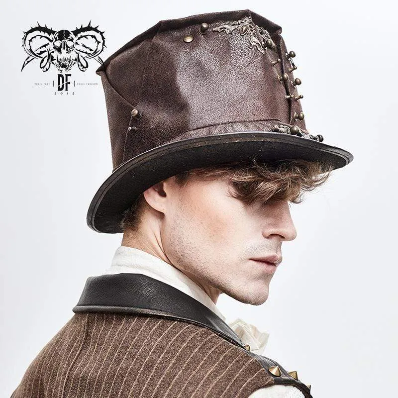 Herren Steampunk Devil Skull Metallnieten Hüte