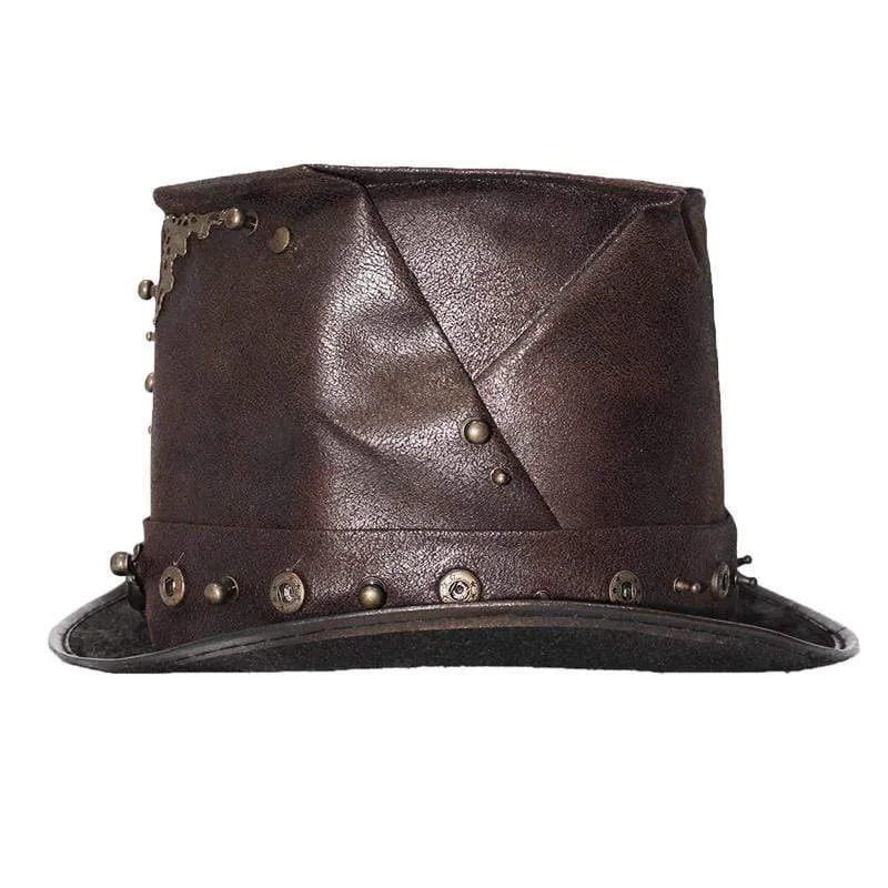 Herren Steampunk Devil Skull Metallnieten Hüte