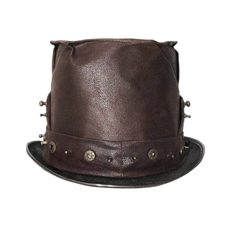Herren Steampunk Devil Skull Metallnieten Hüte