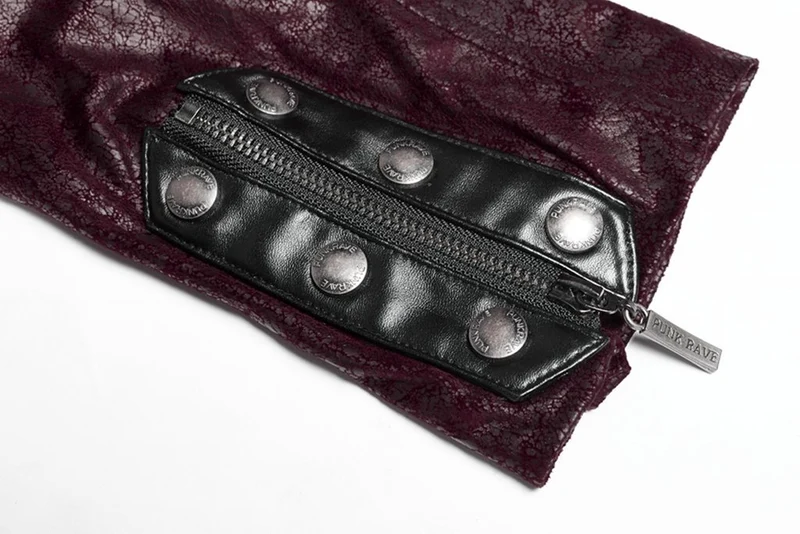Damen Punk besetzt Kunstleder Reißverschluss rote Jacke