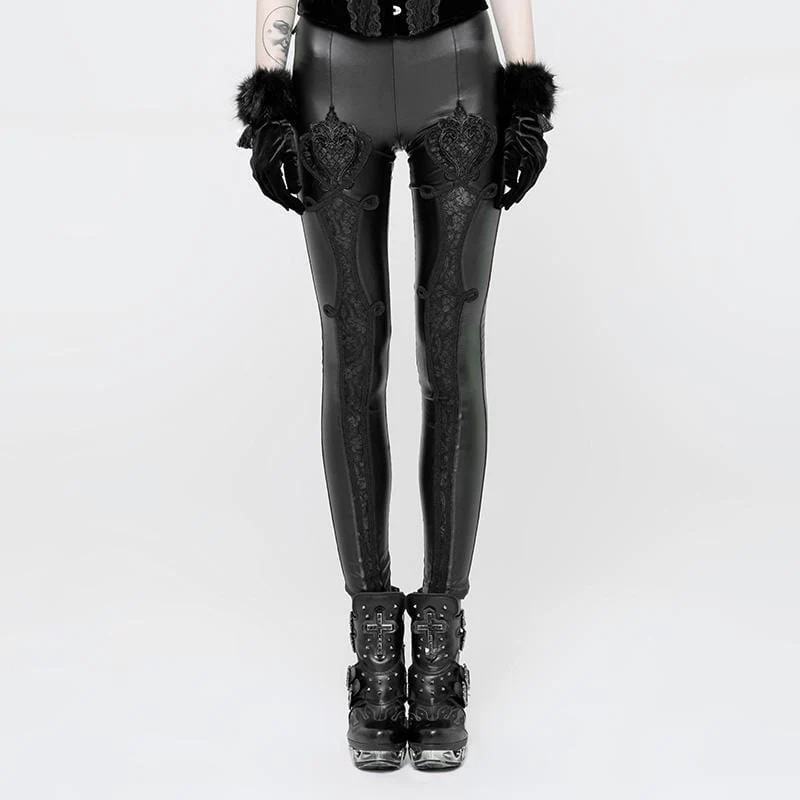 Frauen Goth Punk Lace Inset Leggings