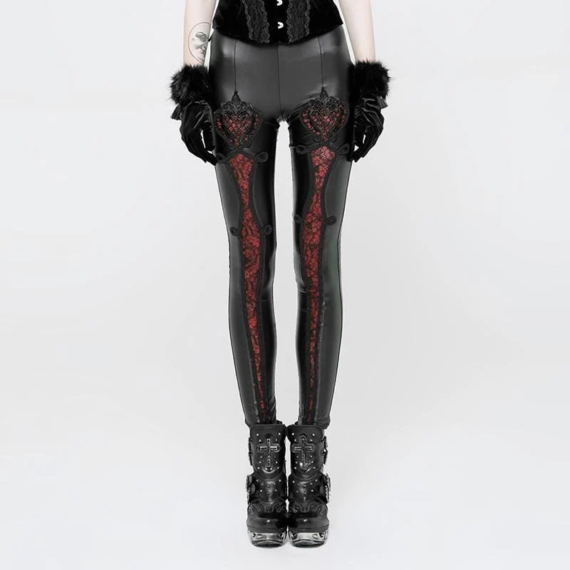 Frauen Goth Punk Lace Inset Leggings