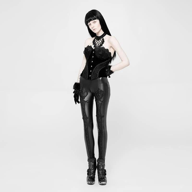 Frauen Goth Punk Lace Inset Leggings