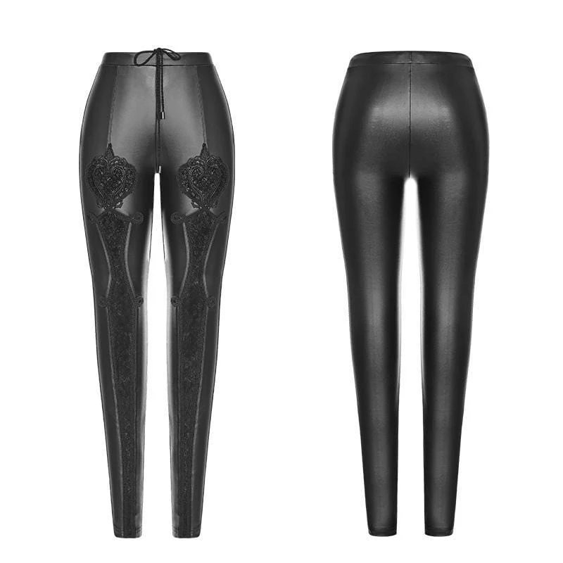 Frauen Goth Punk Lace Inset Leggings