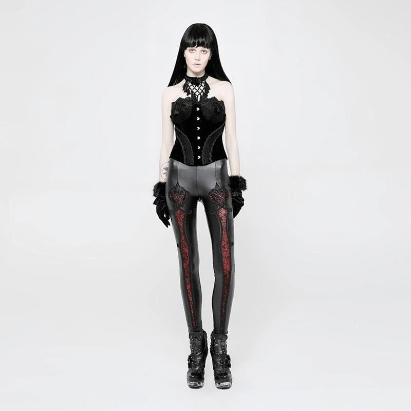 Frauen Goth Punk Lace Inset Leggings
