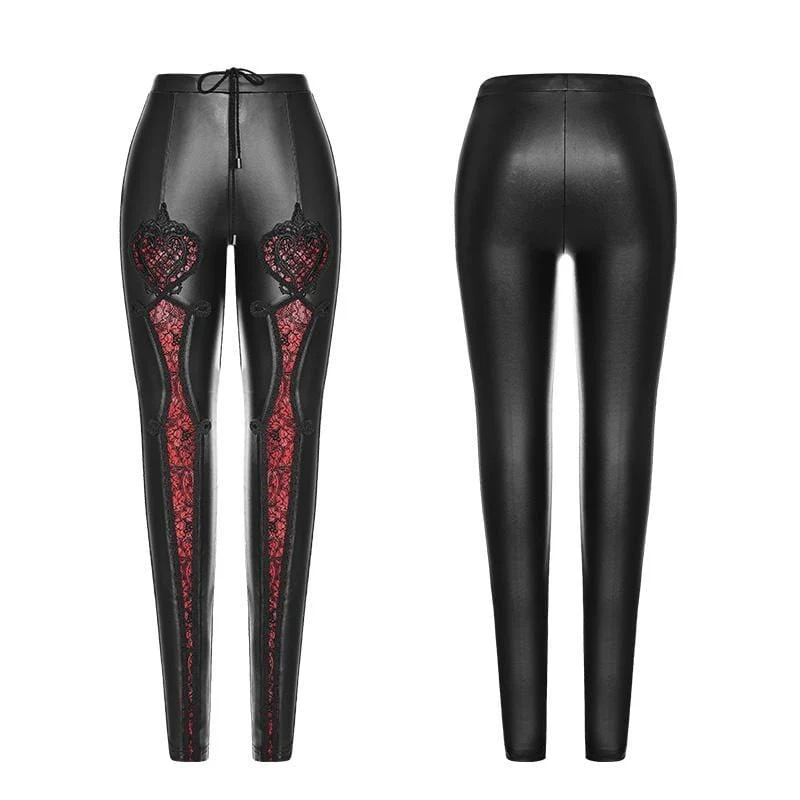 Frauen Goth Punk Lace Inset Leggings