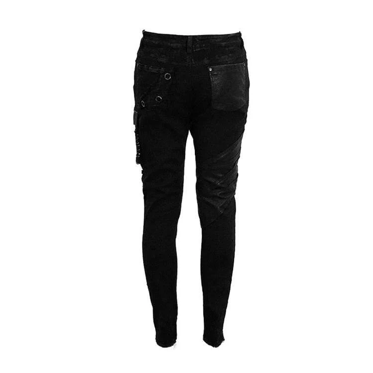 Herren Punk Nieten Straight-Leg Hose