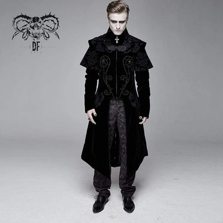 Herren Goth Stehkragen Front Zip Long Jacket