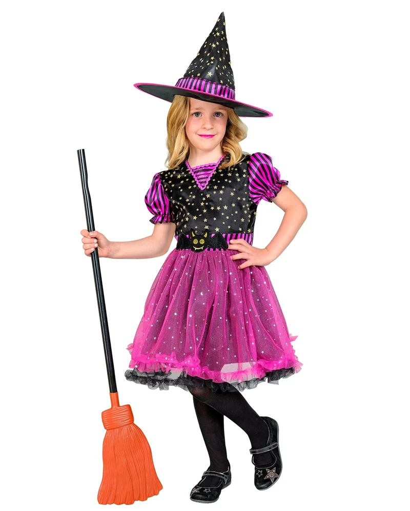 Pinke Glitzerhexe Kinderkostüm