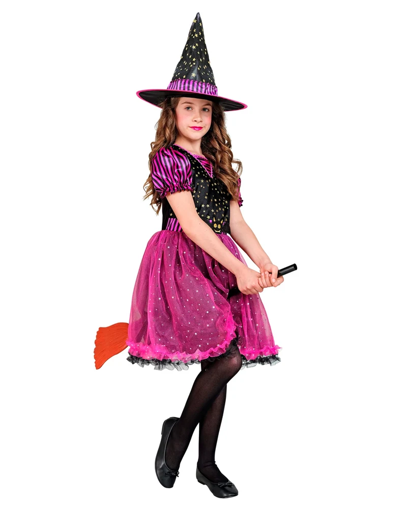 Pinke Glitzerhexe Kinderkostüm