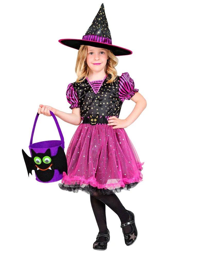 Pinke Glitzerhexe Kinderkostüm