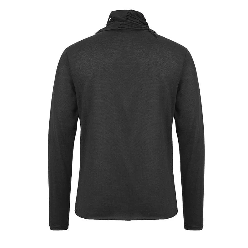 Turtle Neck Cutout Grunge Tattered Standard Tops für Herren