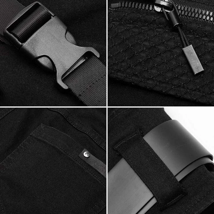 Frauen Goth hoch taillierte Träger Röhrenjeans