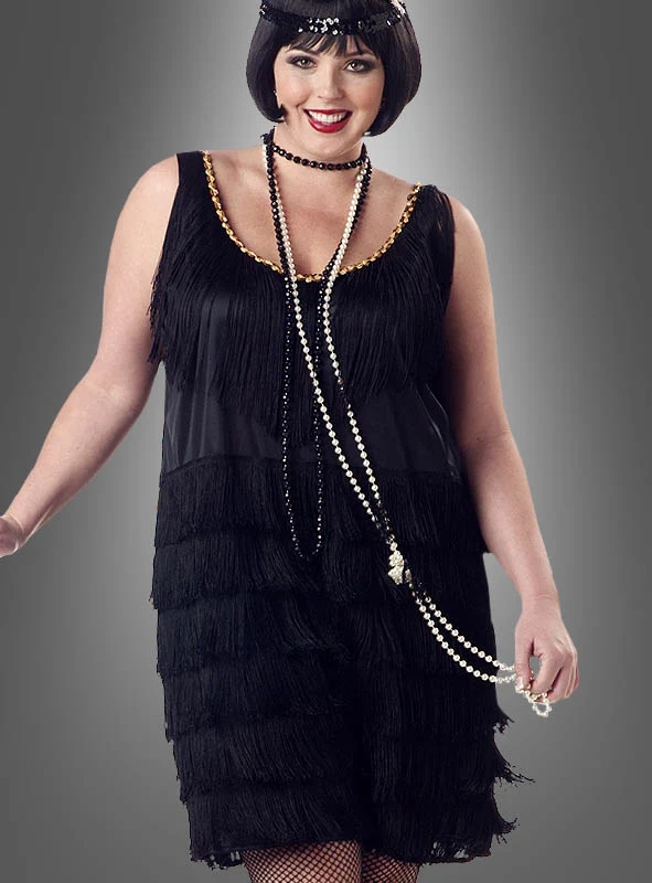 XXL Charleston Kleid schwarz mit Fransen