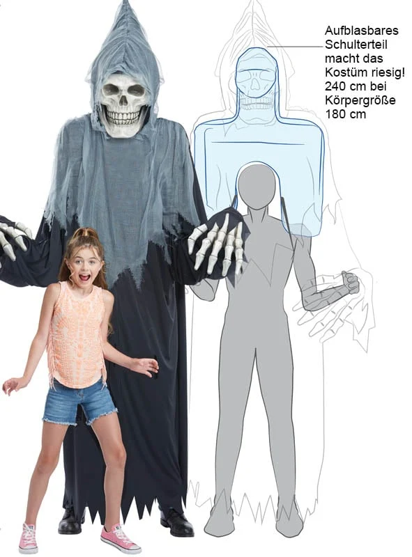 Gigantischer Tod Kostüm oder Deko 240cm Skelett