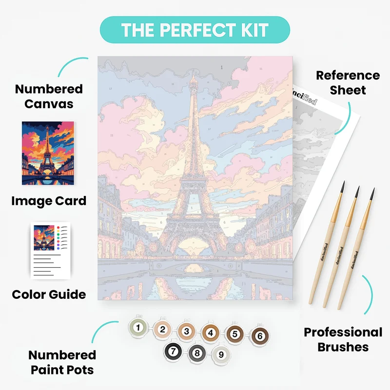 Paris Eiffel Tower Sunset - Paint by Numbers Kit