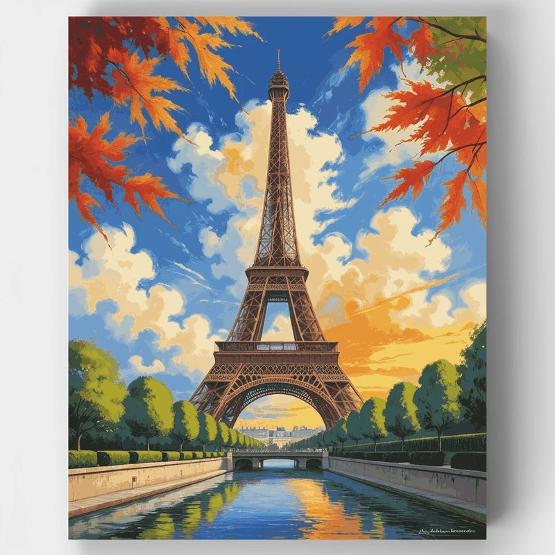 Eiffel Tower Autumn Splendor - Paint by Numbers Kit
