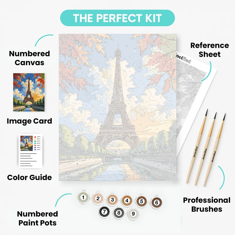 Eiffel Tower Autumn Splendor - Paint by Numbers Kit
