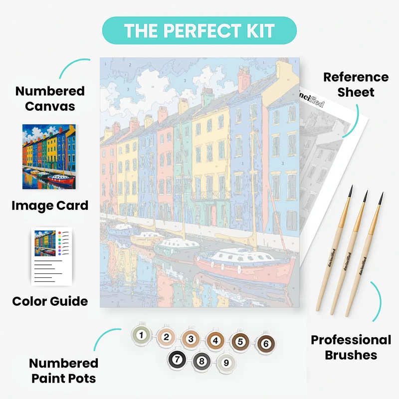 Copenhagen Colorful Harbor - Paint by Numbers Kit