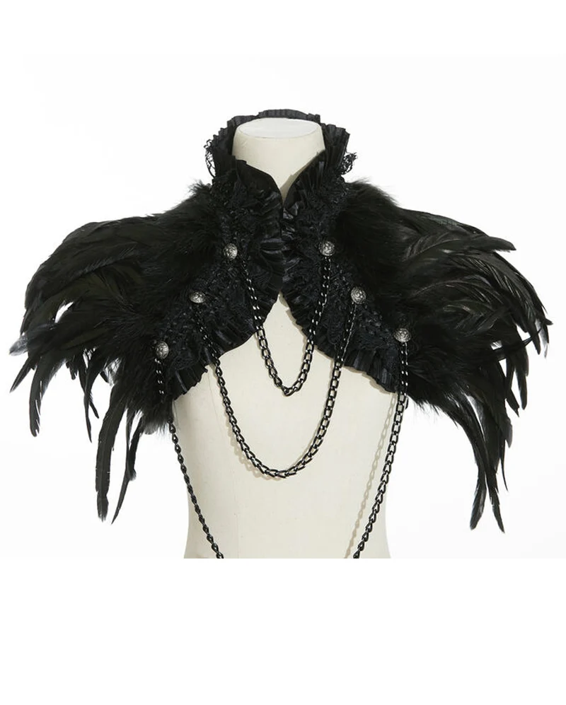 Schwarzer Gothic Bolero mit Federn