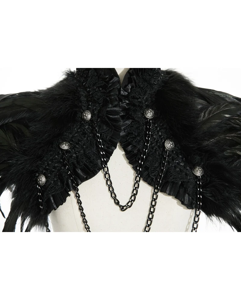 Schwarzer Gothic Bolero mit Federn