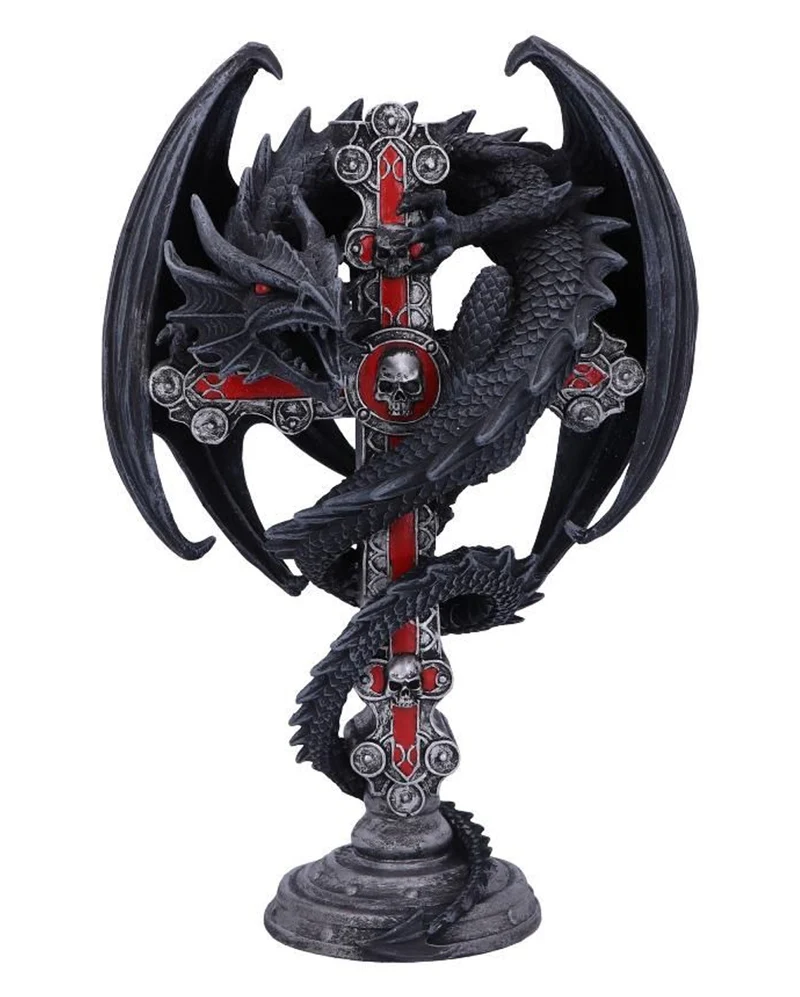Gothic Drachen Kerzenständer 26,5cm