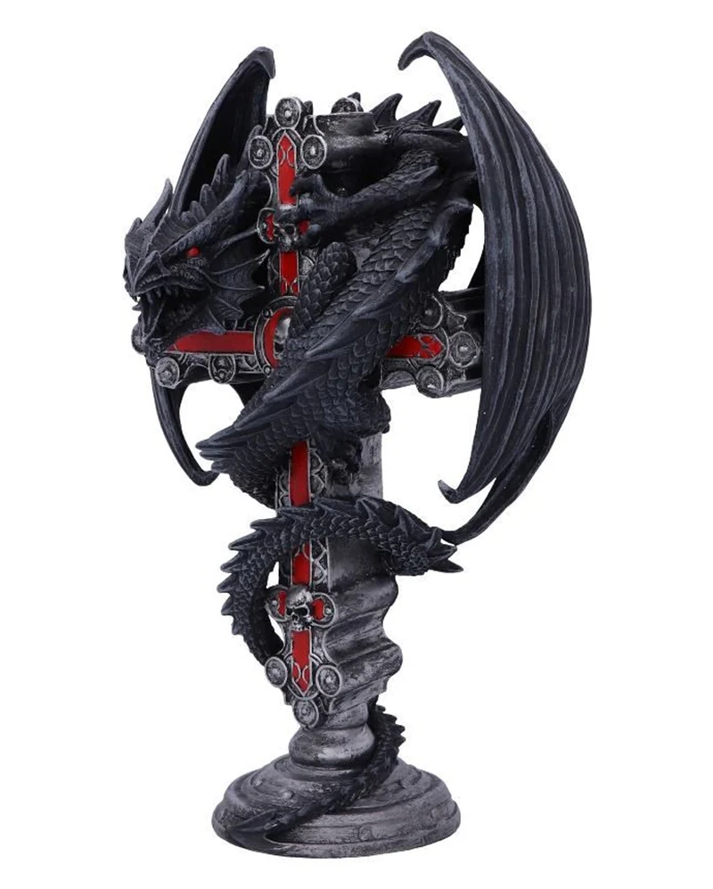 Gothic Drachen Kerzenständer 26,5cm