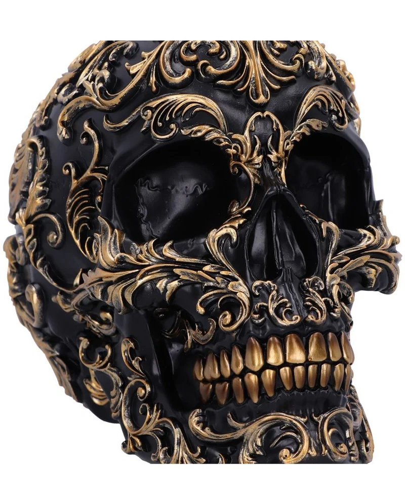 Renaissance Schwarz & Gold Totenschädel 19cm