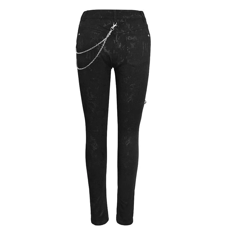 Frauen Punk Zip Strappy Chains Hosen