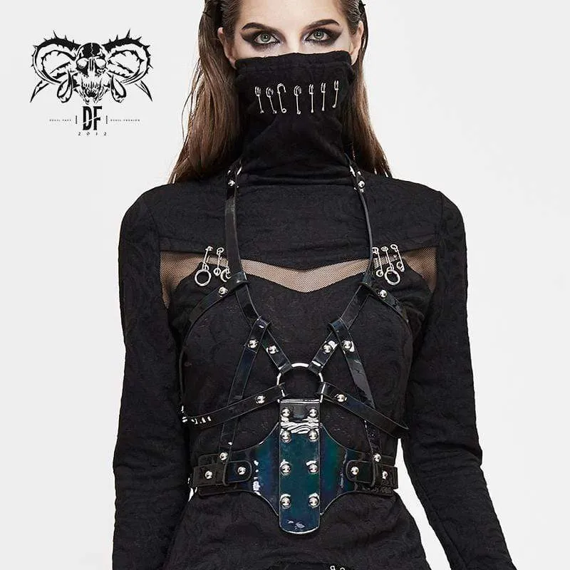 Damen Gothic Kunstleder Body Harness mit Nieten