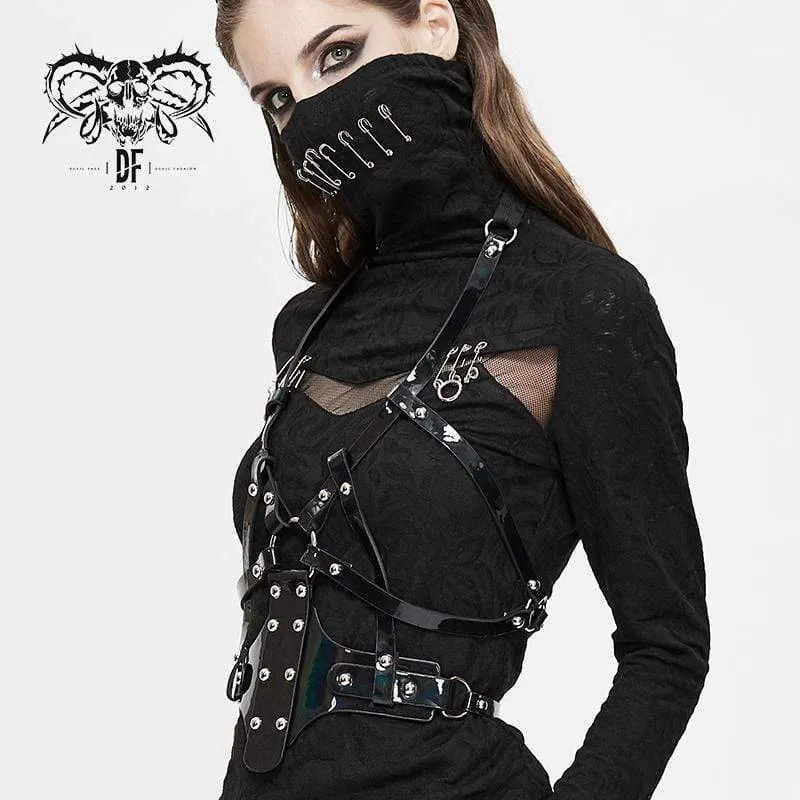 Damen Gothic Kunstleder Body Harness mit Nieten