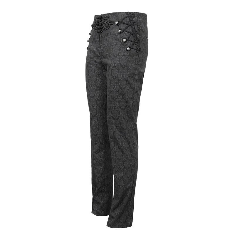 Herren Gothic Chinese Button Jacquard Pants