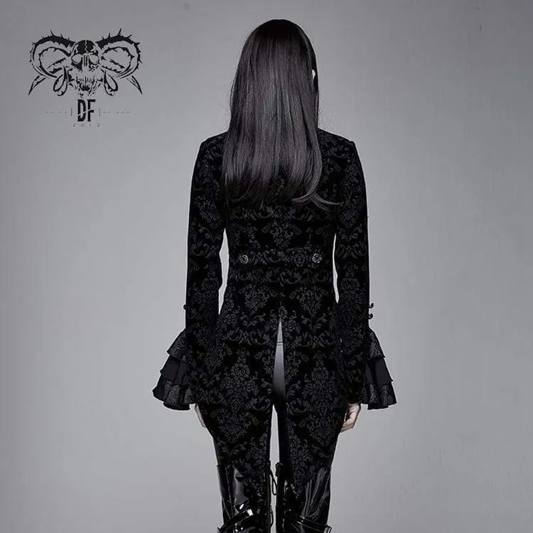 Frauen Goth Rüschen Velet Schwalbenschwanzmantel