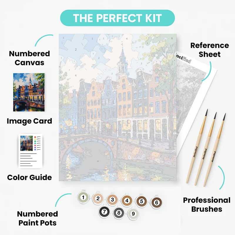 Amsterdam Canal Evening Glow - Paint by Numbers Kit