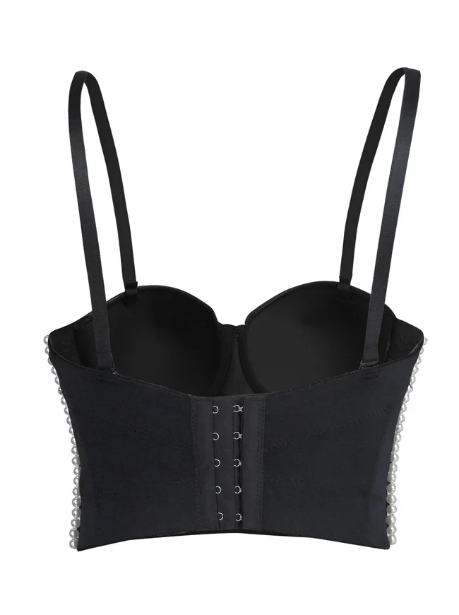Frauen bunte Strass Perlen Push Up Clubwear Bustier Crop Top BH