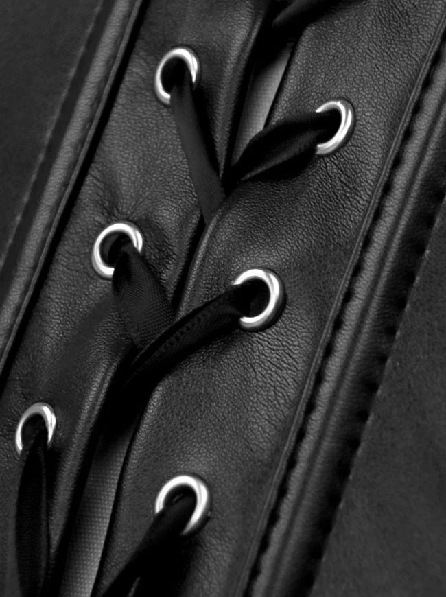 Damen Rock Steampunk Kunstleder Stahl ohne Knochen Vollbrust Korsett Weste