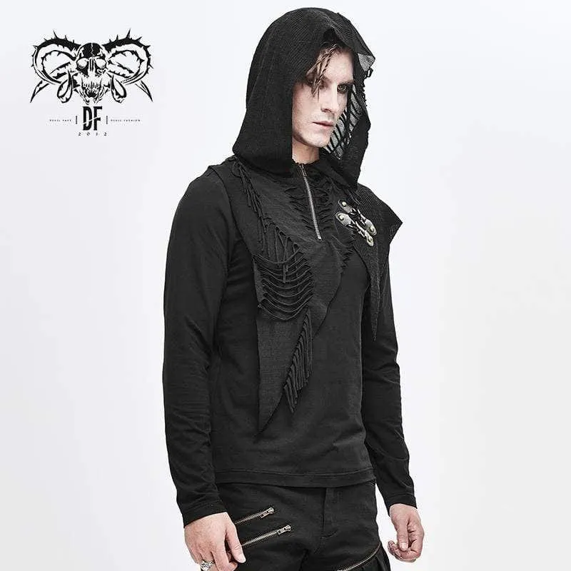 Herren Grunge Punk Langarm Cutout Quaste Hoodies