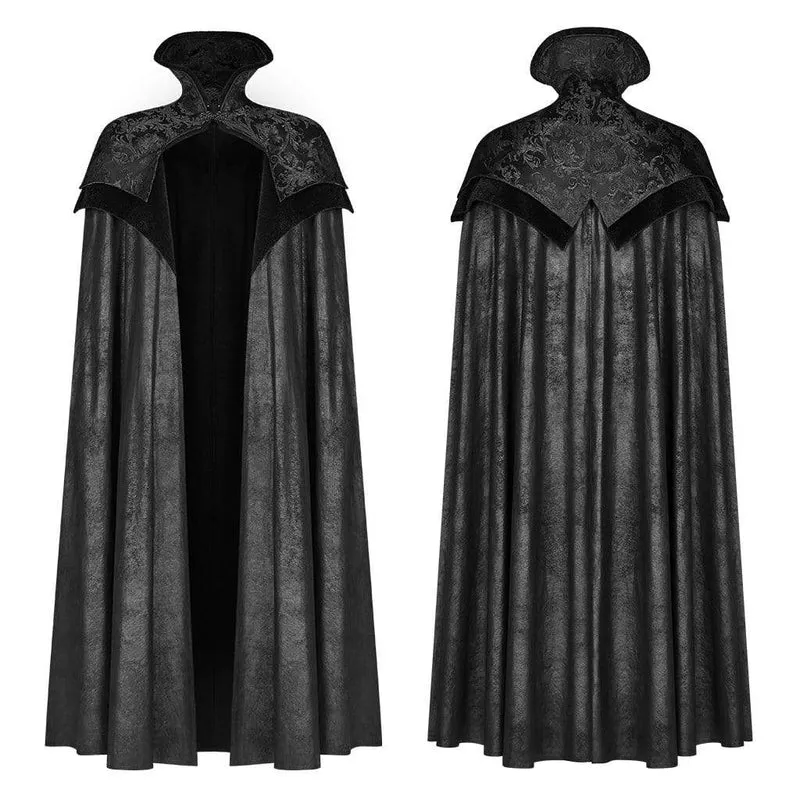 Herren Goth Stehkragen Jacquard Langer Mantel
