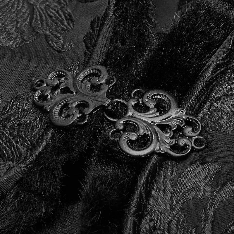 Herren Goth Stehkragen Jacquard Langer Mantel