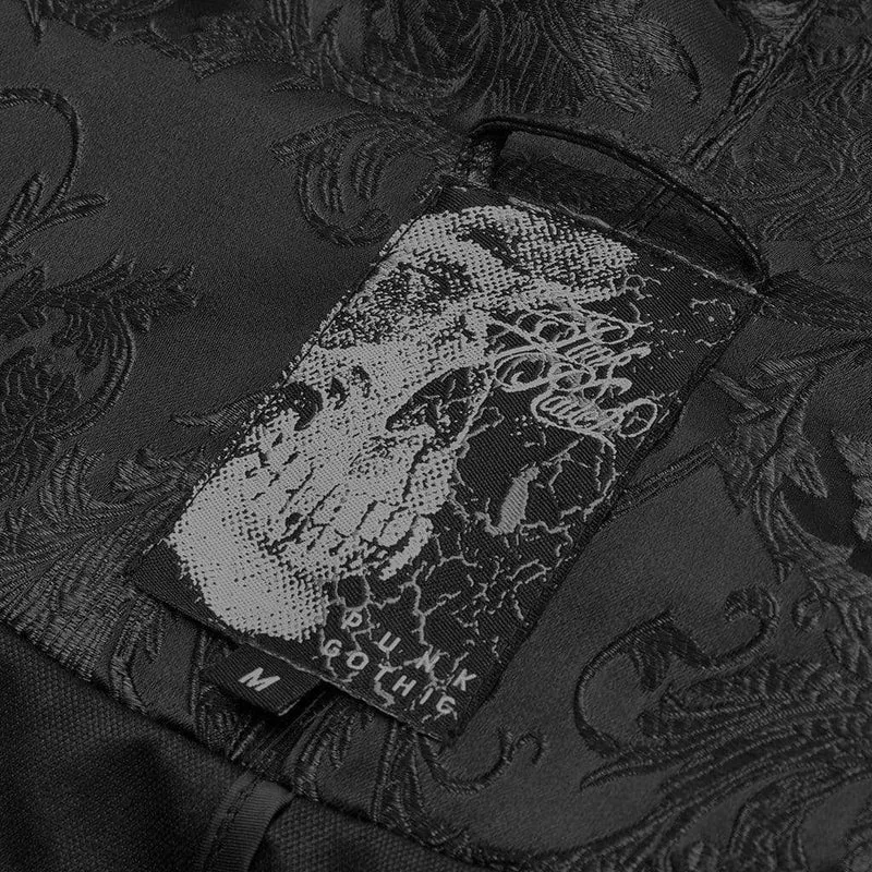 Herren Goth Stehkragen Jacquard Langer Mantel