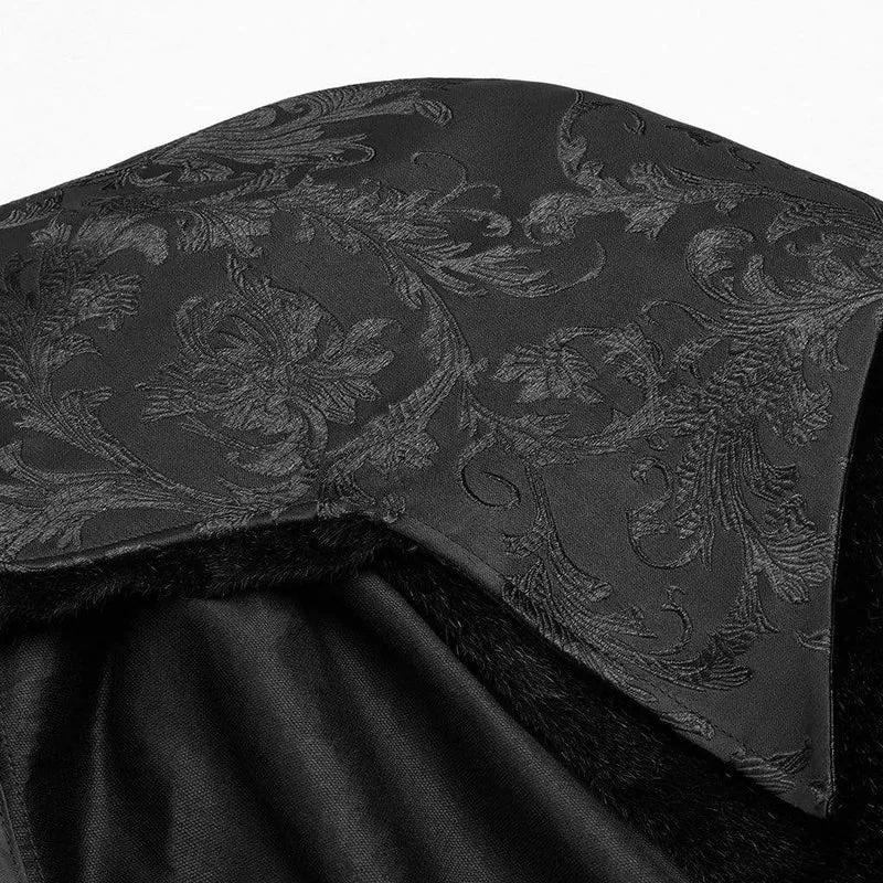 Herren Goth Stehkragen Jacquard Langer Mantel