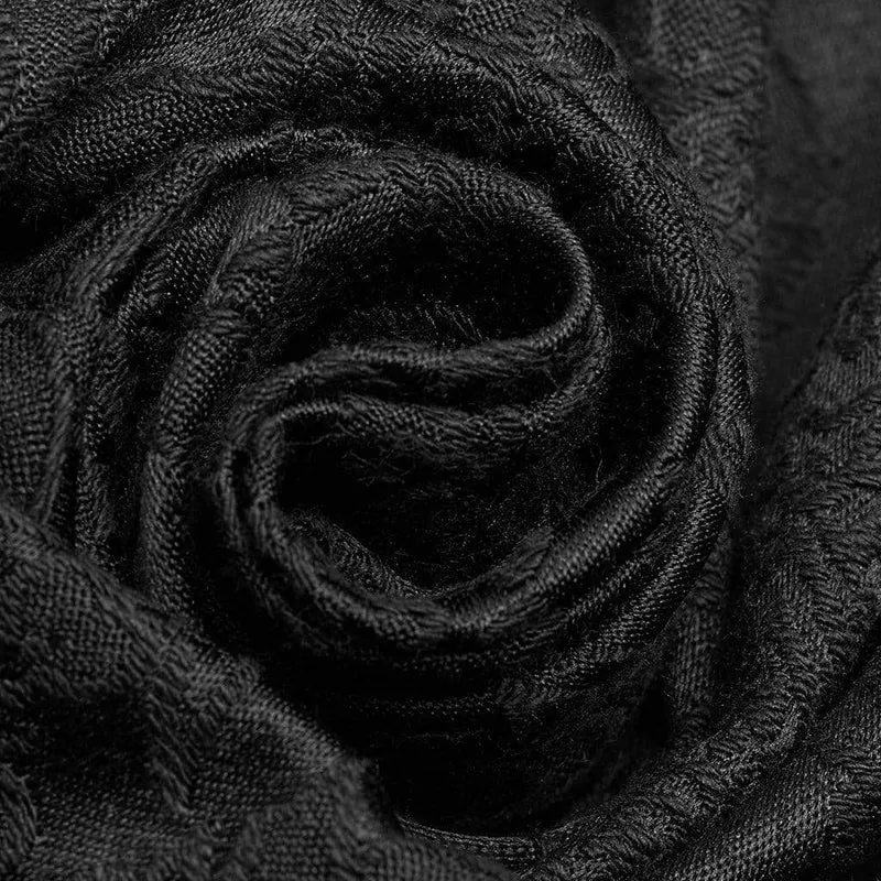 Herren Goth Floral Printed Stehkragen Shirt schwarz