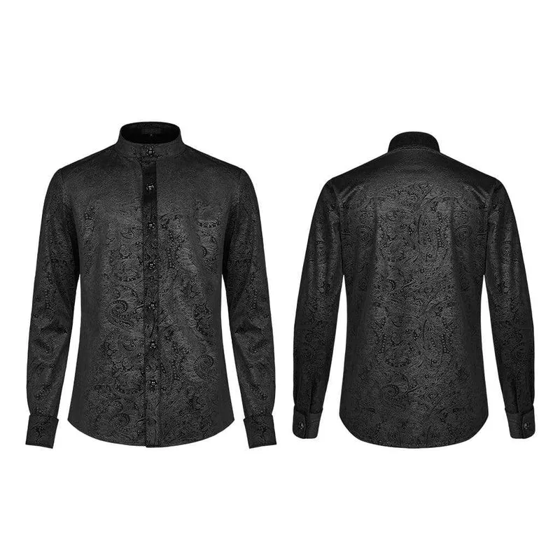 Herren Goth Stehkragen Floral Shirt