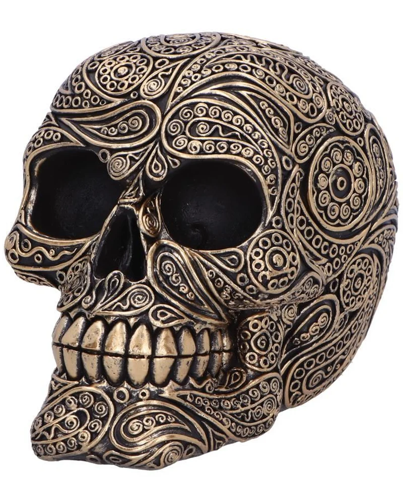 Black & Gold Paisley Totenschädel 15cm
