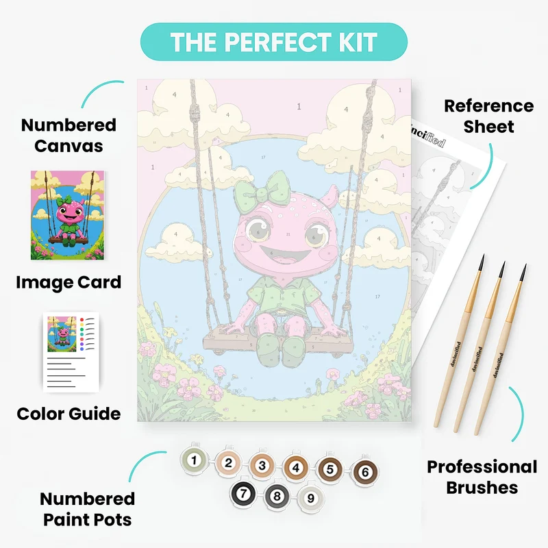 Cute Axolotl on a Swing - Paint by Numbers Kit