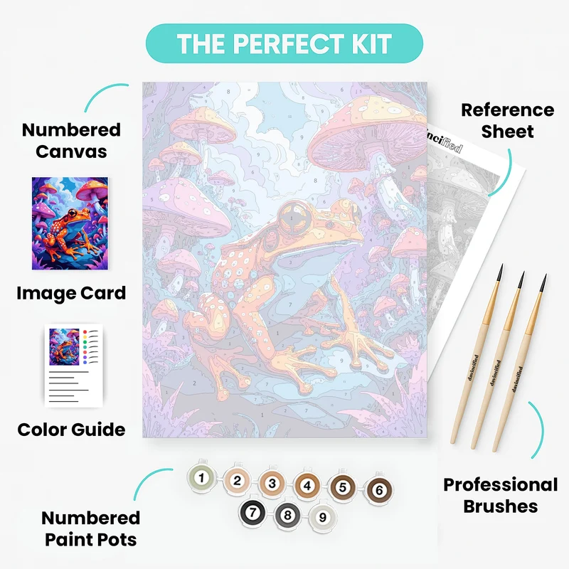 Enchanted Frog in Mushroom Forest - Paint by Numbers Kit